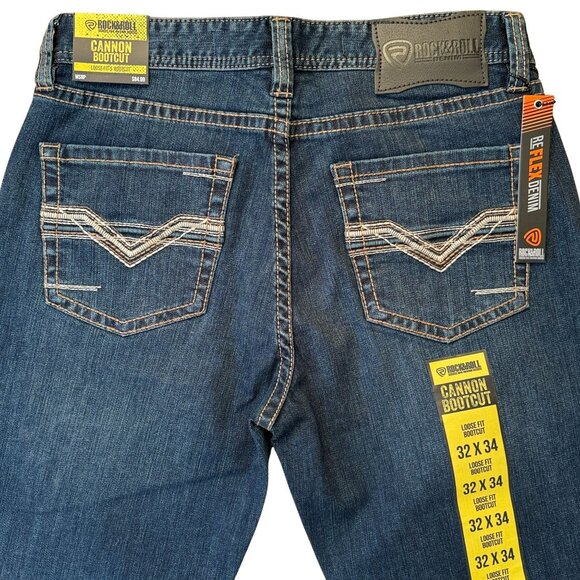 NEW Rock & Roll Denim Men's Cannon Bootcut Loose Fit Jeans (32x34) - Picture 6 of 10